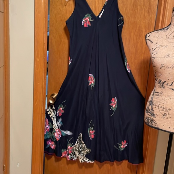 Magic of the Moon Black Floral Leopard Sleeveless Print Dress  Size Large - Picture 5 of 10